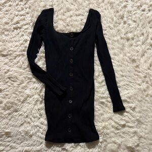 Active USA Black Long Sleeve Button Dress